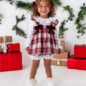 Festive Plaid Red and White Kids Costume